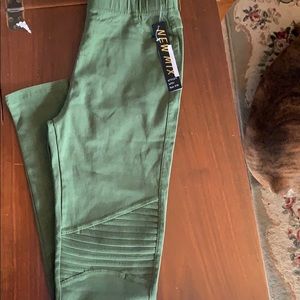 Olive moto legging